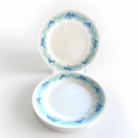 Corelle Ocean Dance Dolphins Salad Luncheon Plates Set/8 Vintage 1980’s 1990’s - Picture 7 of 13